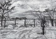 Waldemar Rosler Landscape in lights fields in the winter oil